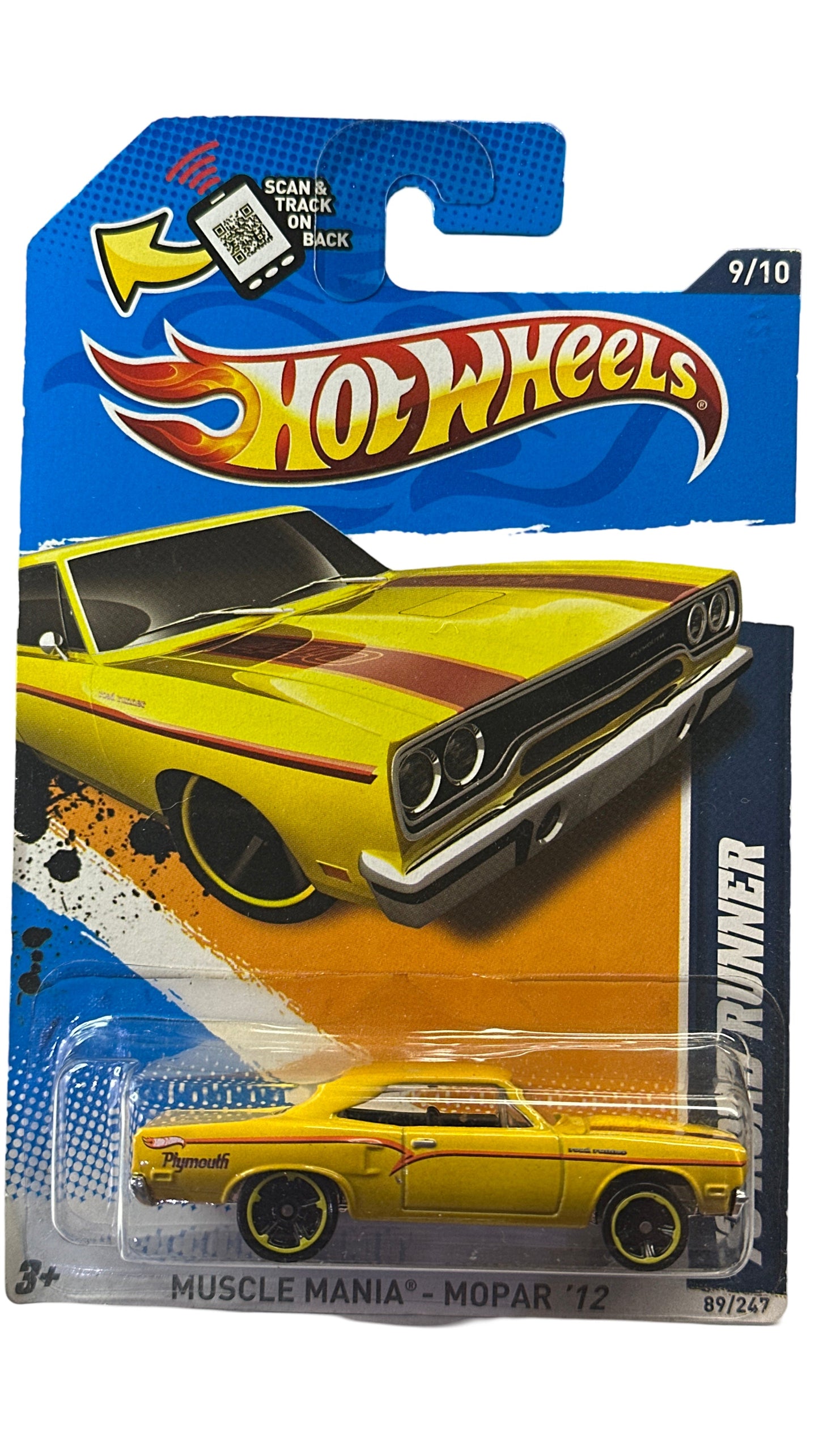 Hot Wheels Muscle Mania Mopar 12 Yellow 70 Road Runner Toy Car 89/247
