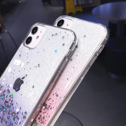 Cute Gradient Sequins Clear Glitter iPhone Case