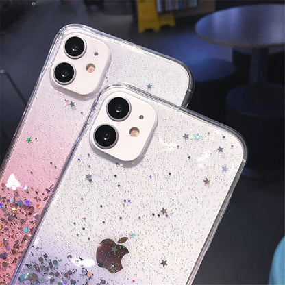 Cute Gradient Sequins Clear Glitter iPhone Case