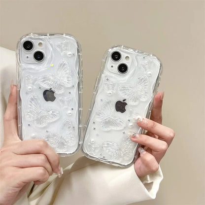 3D Butterfly Crystal Bling Glitter Pearl iPhone Case